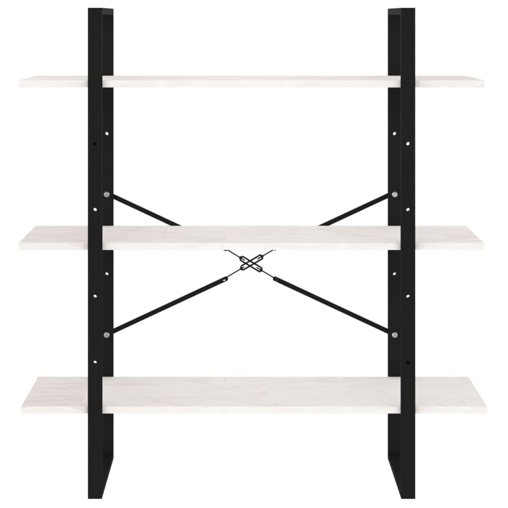 3-Tier Book Cabinet White 100x30x105 cm Solid Pine Wood
