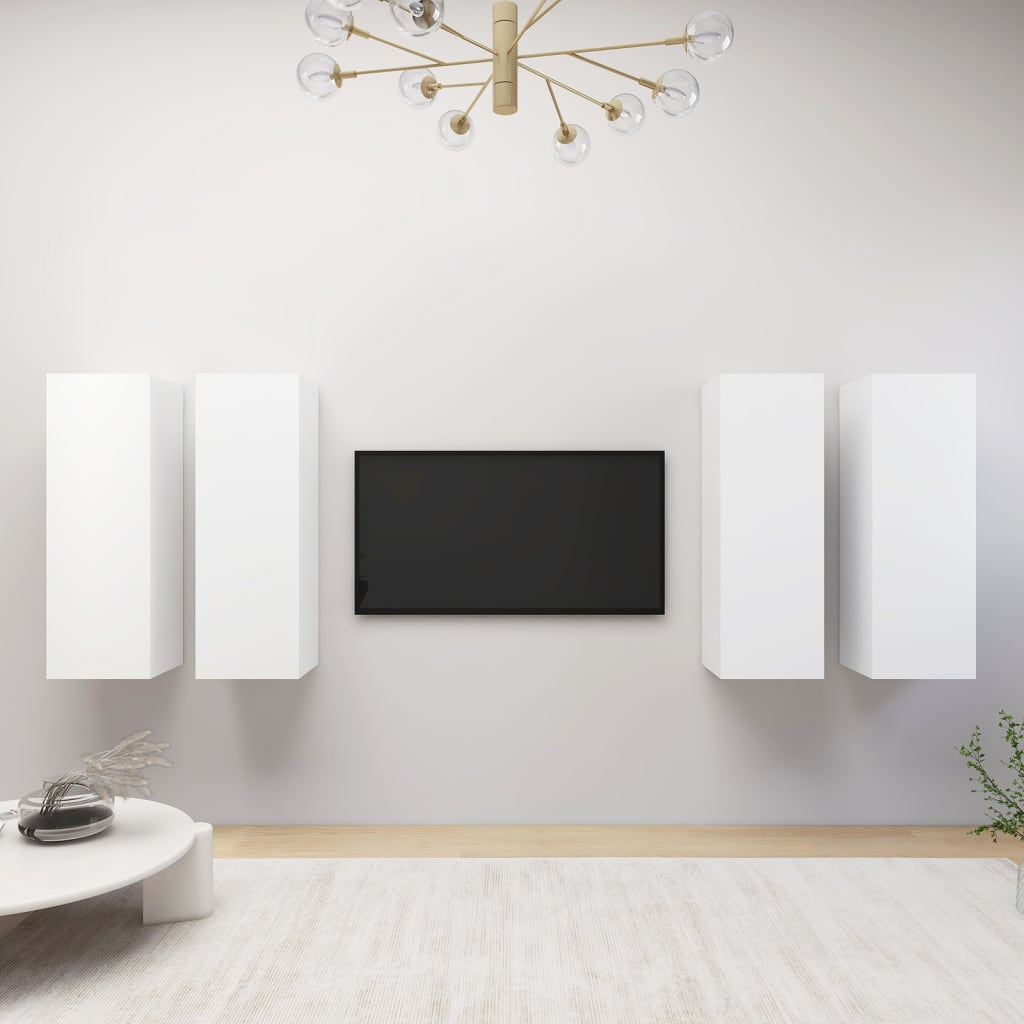 TV Cabinets 4 pcs White 30.5x30x90 cm Engineered Wood