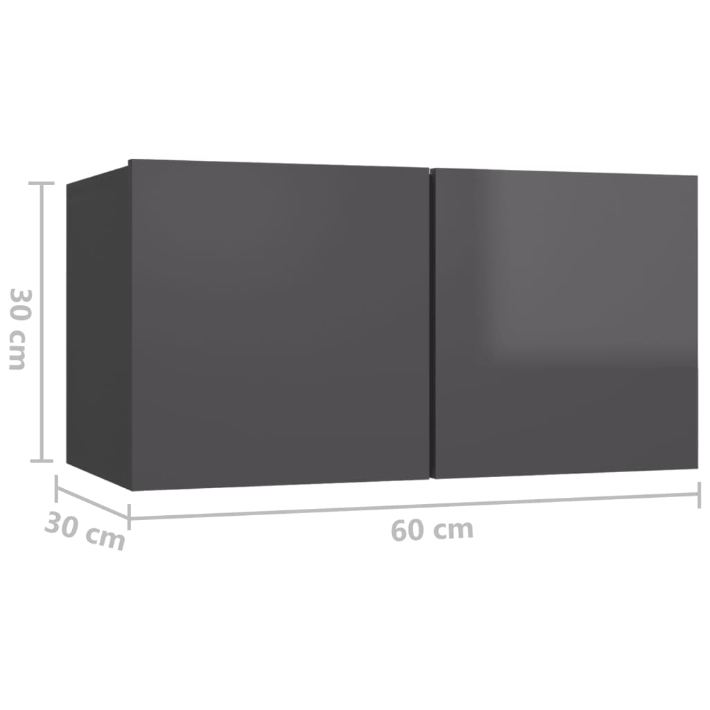 TV Cabinets 4 pcs High Gloss Grey 60x30x30 cm Engineered Wood