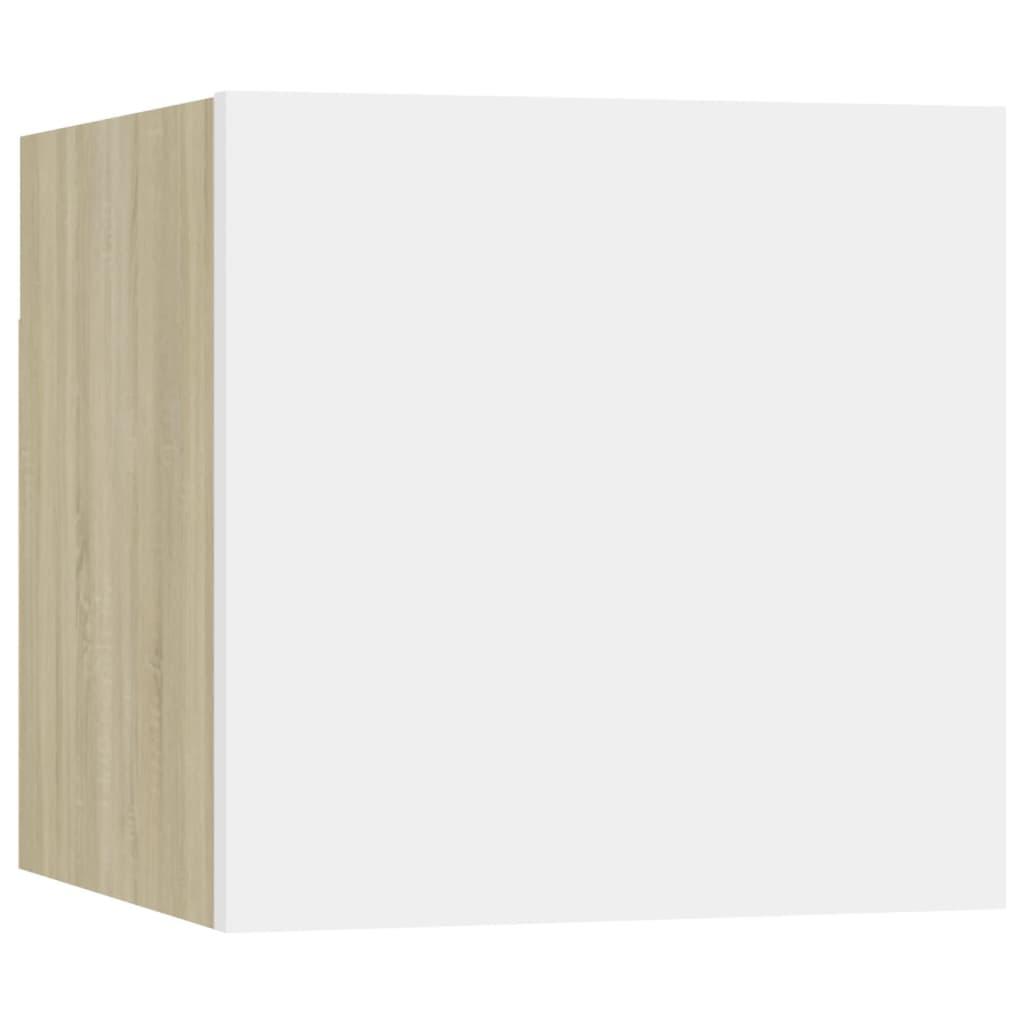 Bedside Cabinet White and Sonoma Oak 30.5x30x30 cm Engineered Wood