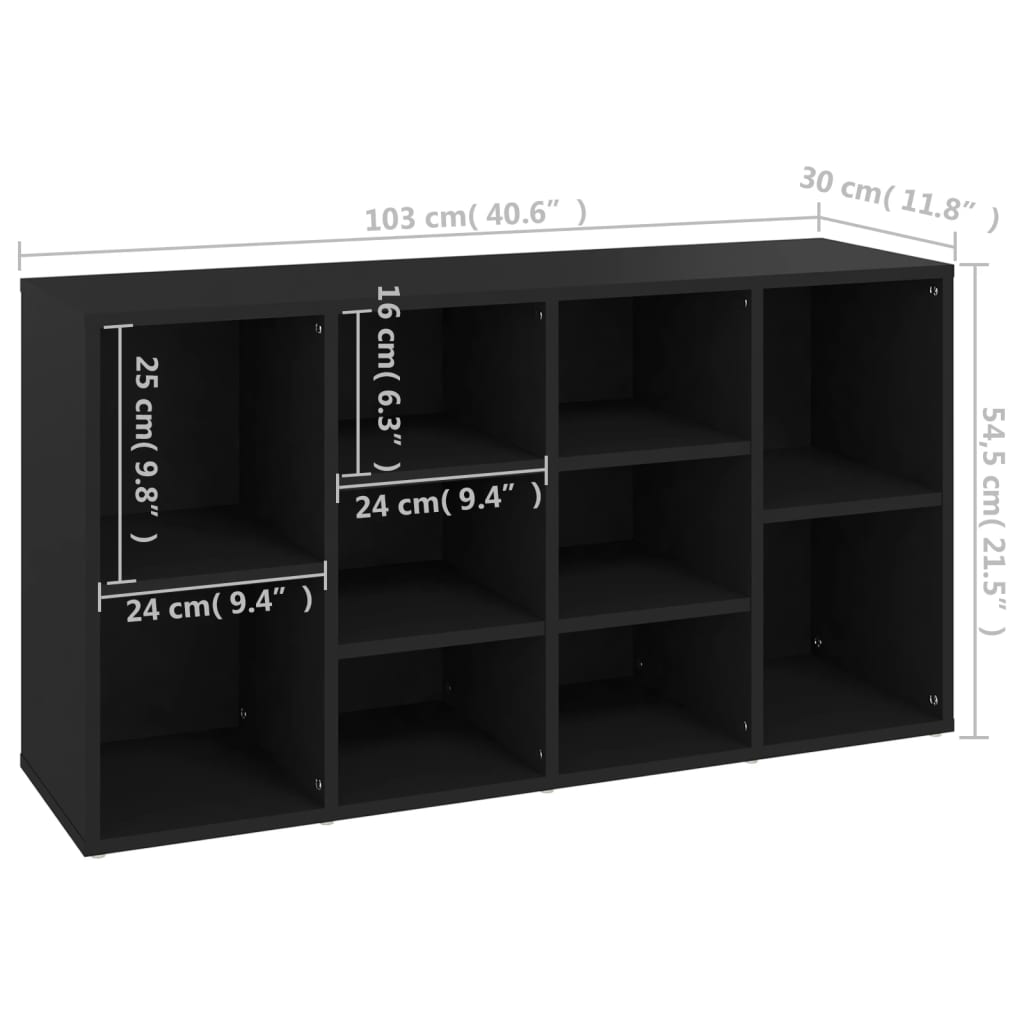 Shoe Bench Black 103x30x55 cm Engineered Wood