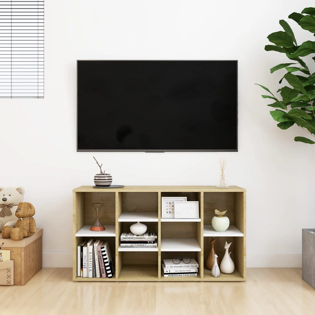 Shoe Bench White and Sonoma Oak 103x30x55 cm Engineered Wood