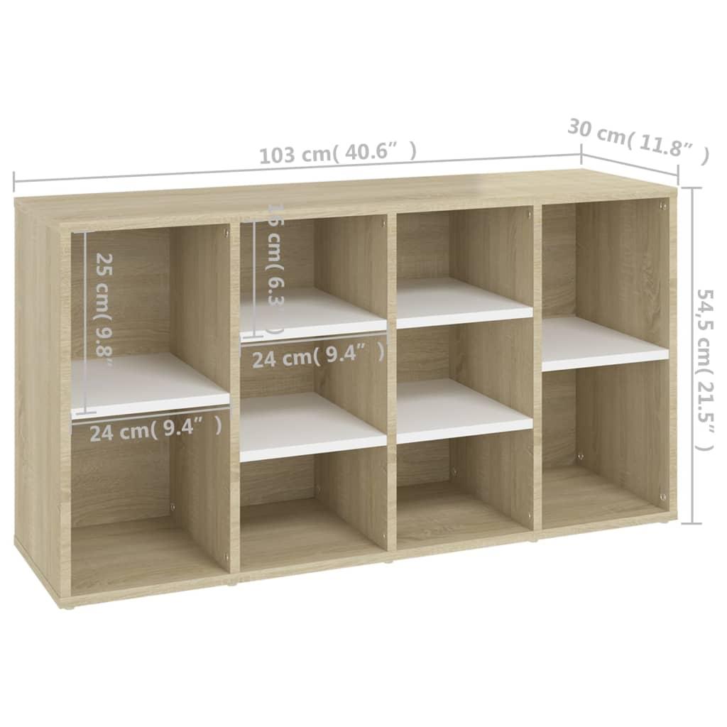 Shoe Bench White and Sonoma Oak 103x30x55 cm Engineered Wood