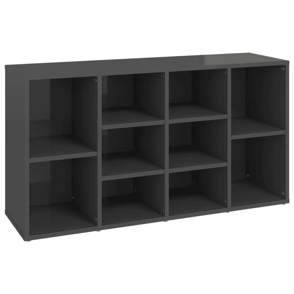 Shoe Bench High Gloss Grey 103x30x55 cm Engineered Wood