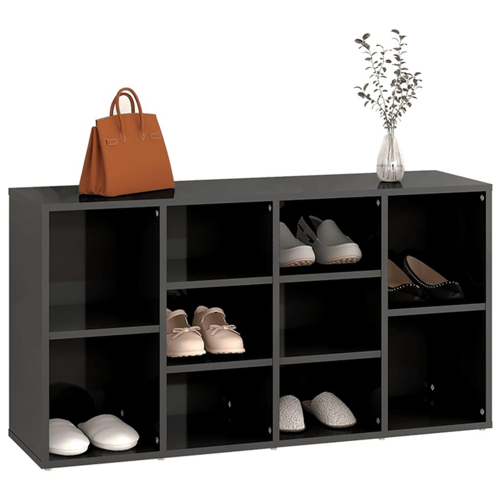 Shoe Bench High Gloss Grey 103x30x55 cm Engineered Wood