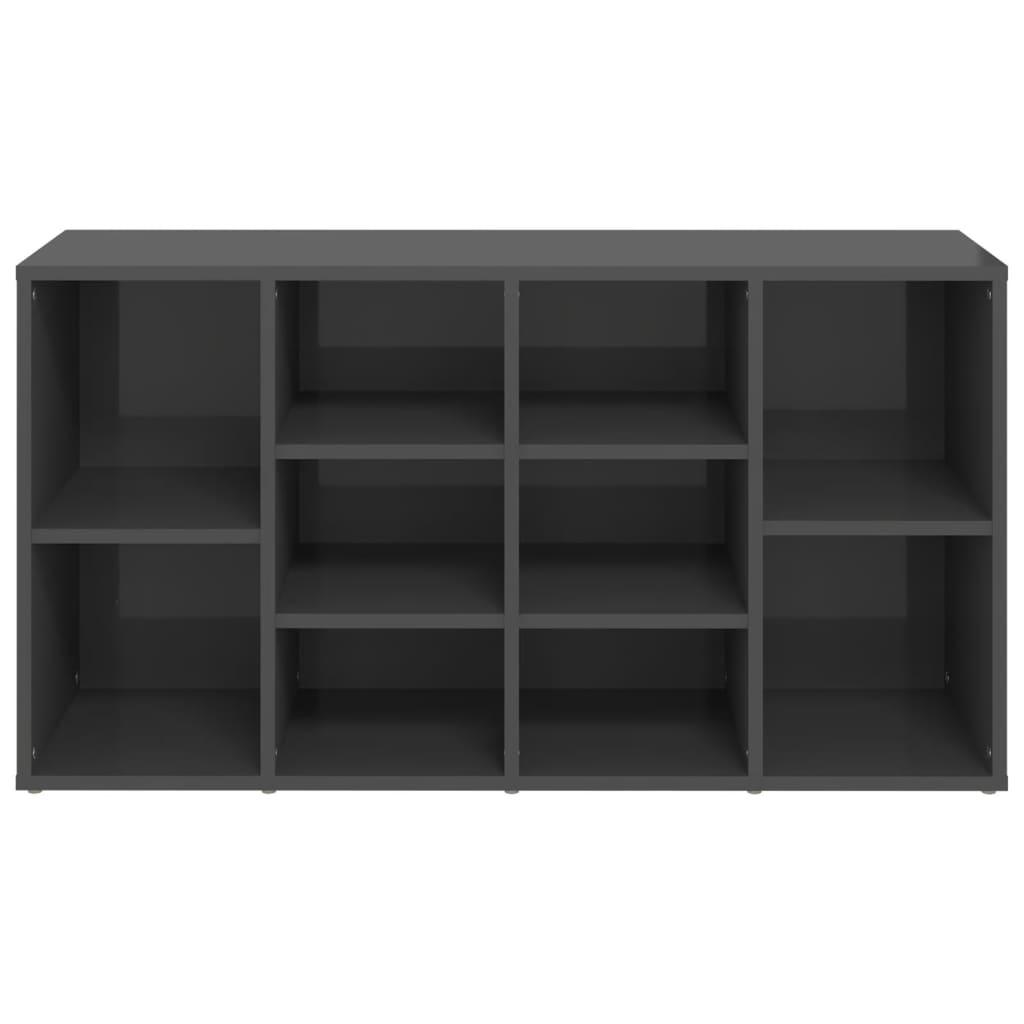Shoe Bench High Gloss Grey 103x30x55 cm Engineered Wood