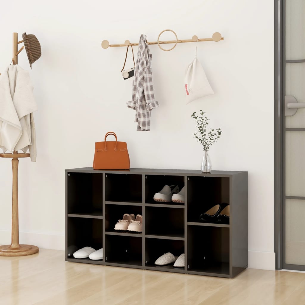 Shoe Bench High Gloss Grey 103x30x55 cm Engineered Wood