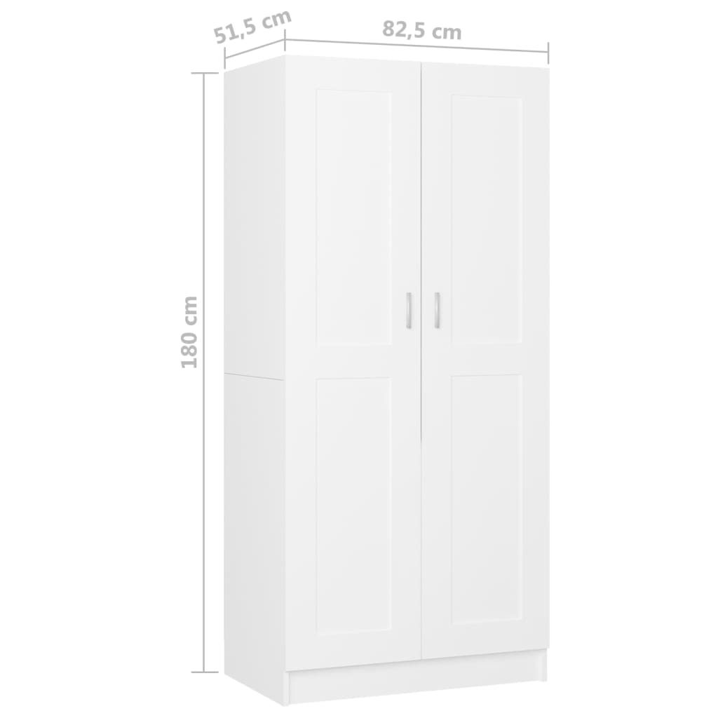 Wardrobe White 82.5x51.5x180 cm Engineered Wood