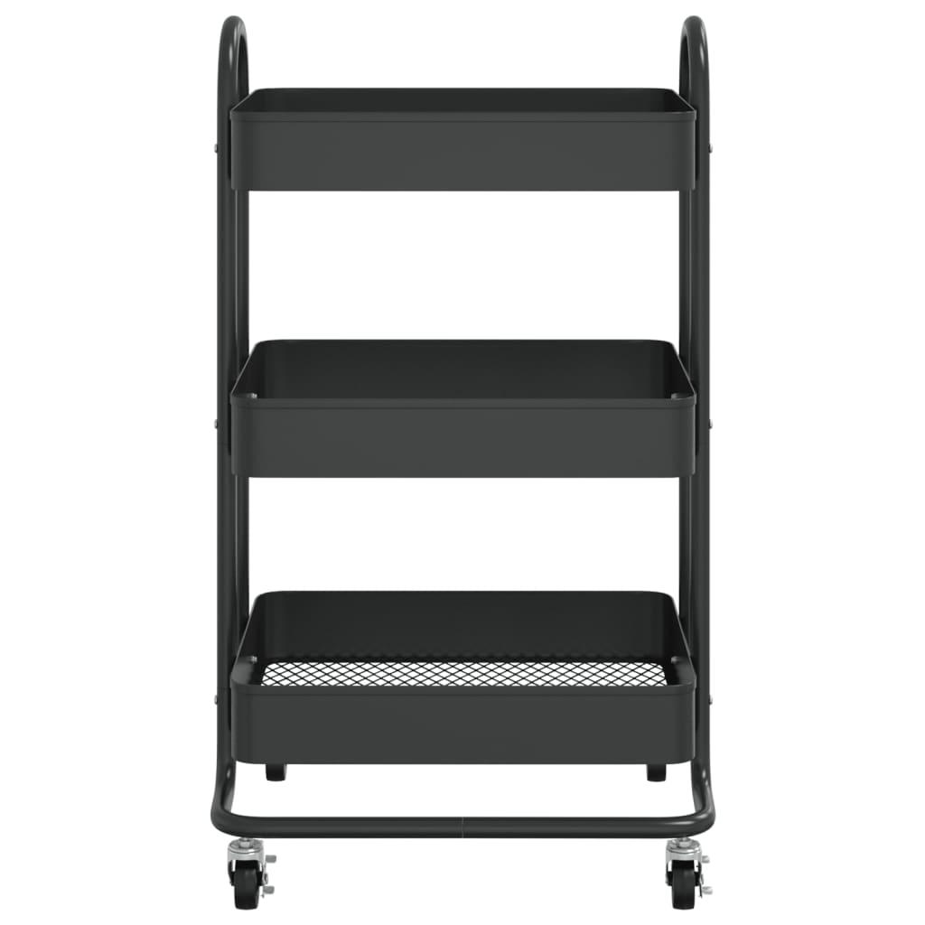 3-Tier Trolley Black 43x34x79 cm Steel