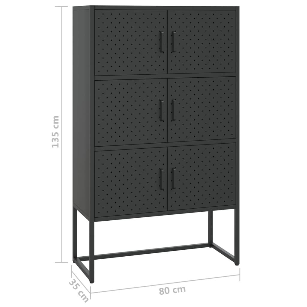 Highboard Black 80x35x135 cm Steel