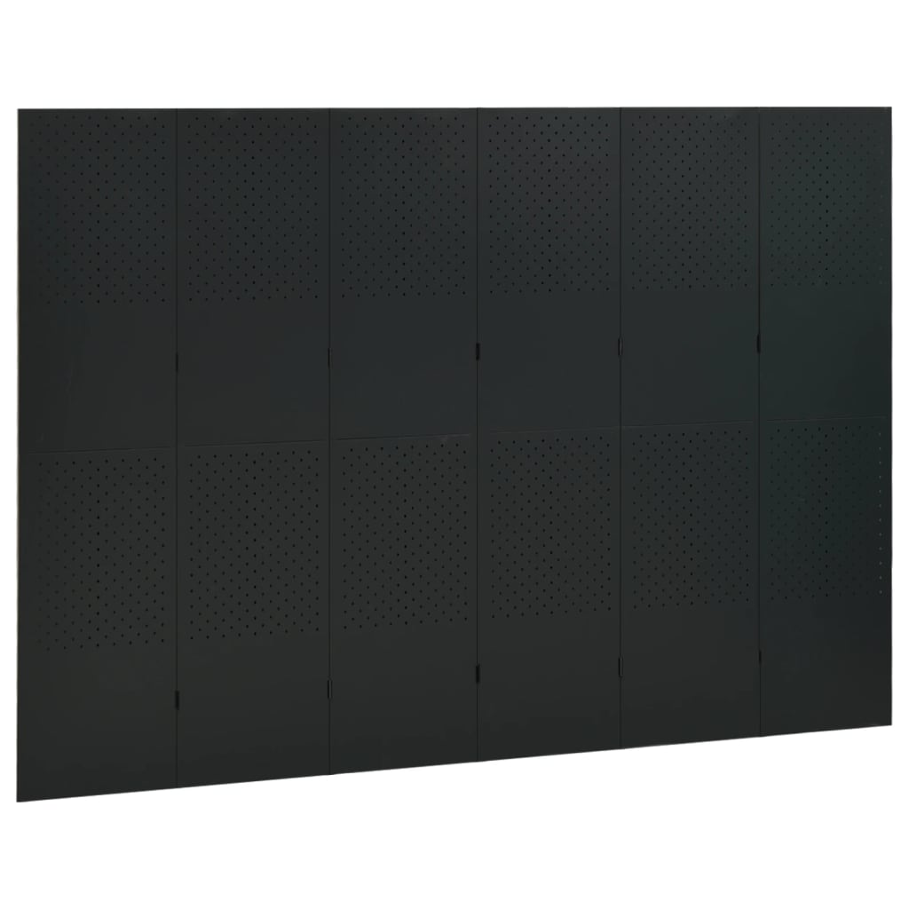 6-Panel Room Divider Black 240x180 cm Steel