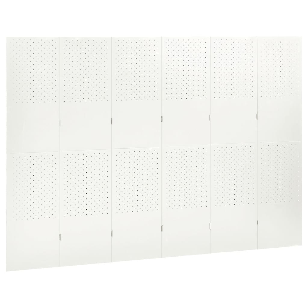6-Panel Room Divider White 240x180 cm Steel