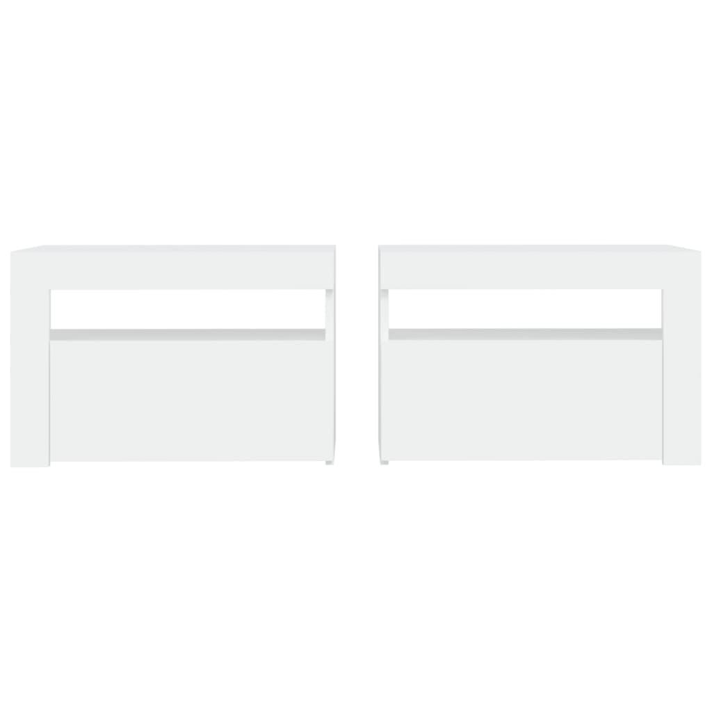 Bedside Cabinets 2 pcs with LEDs White 60x35x40 cm