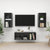 3 Piece TV Cabinet Set High Gloss Grey Engineered Wood