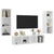 3 Piece TV Cabinet Set White Engineered Wood