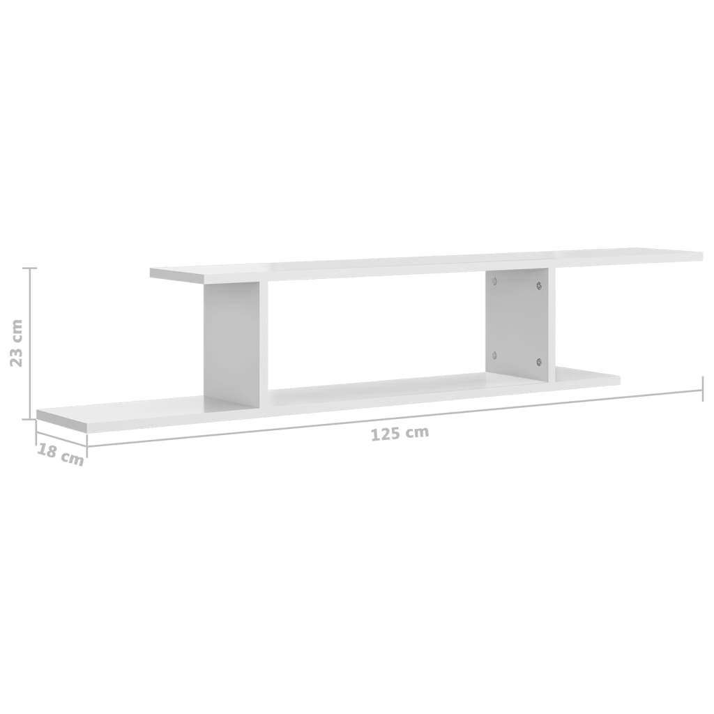 Wall-Mounted TV Shelf High Gloss White 125x18x23 cm Engineered Wood