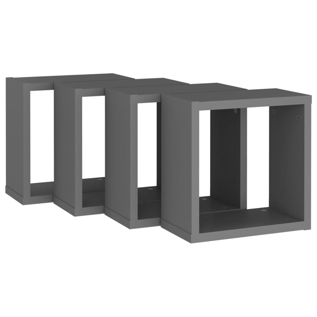 Wall Cube Shelves 4 pcs Grey 30x15x30 cm