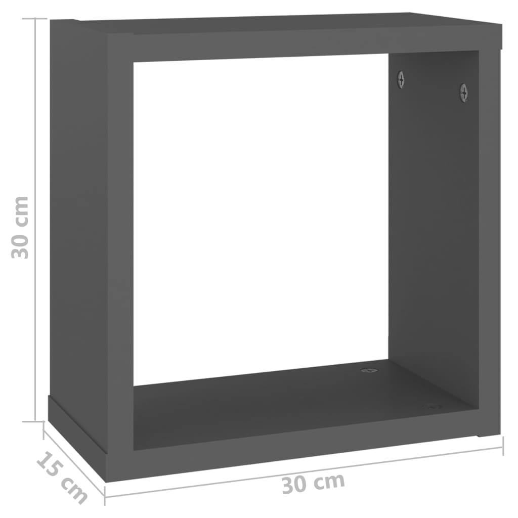 Wall Cube Shelves 6 pcs Grey 30x15x30 cm
