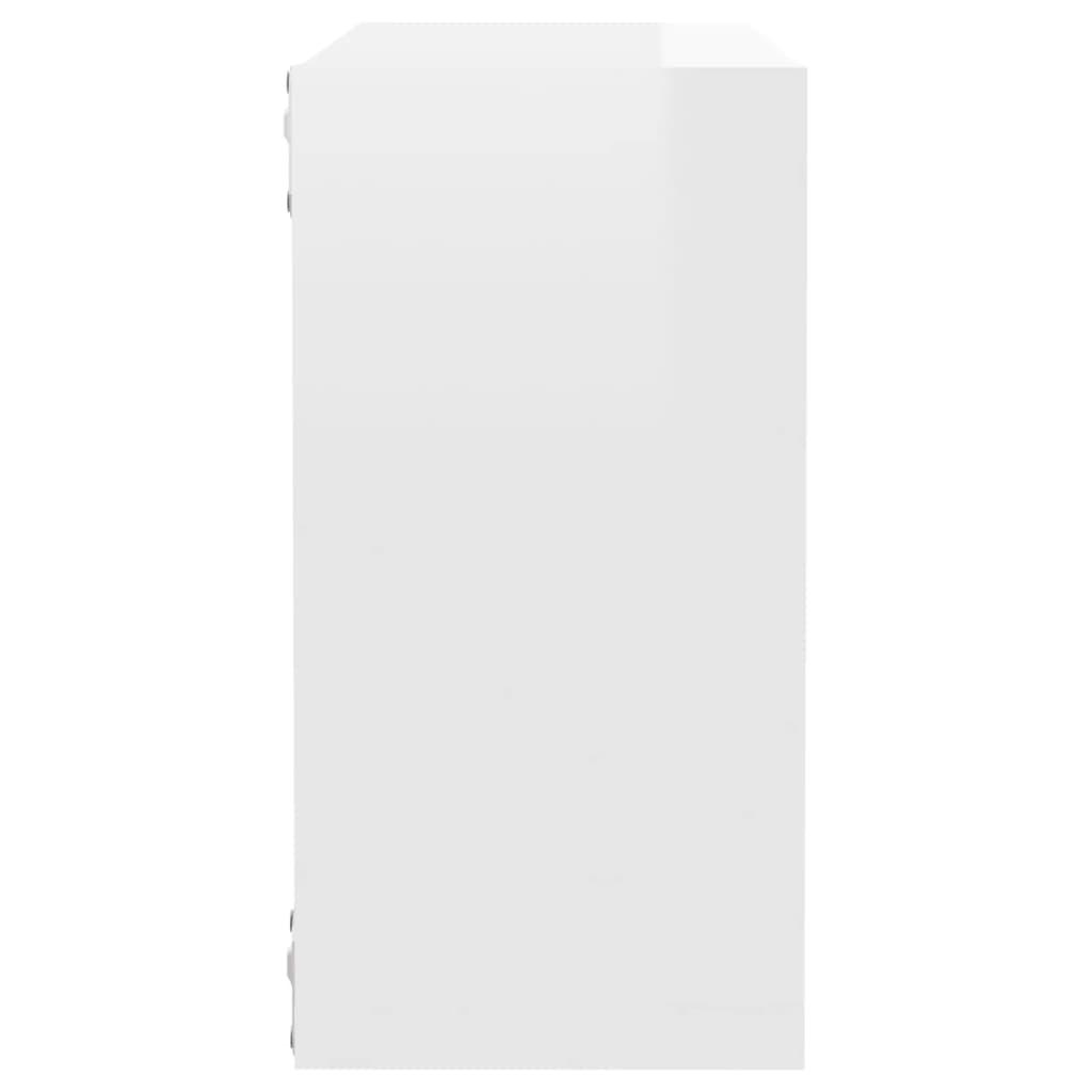 Wall Cube Shelves 2 pcs High Gloss White 30x15x30 cm