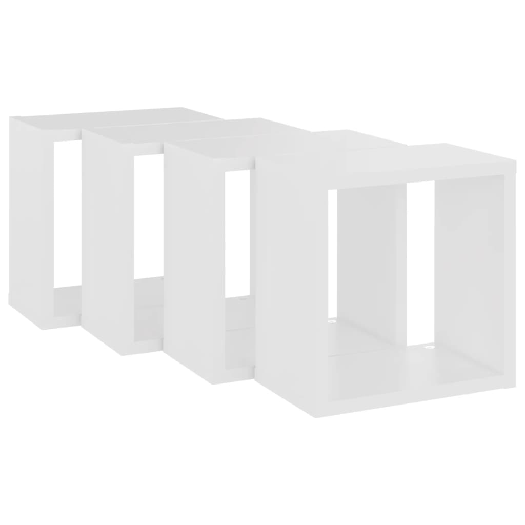 Wall Cube Shelves 4 pcs White 26x15x26 cm