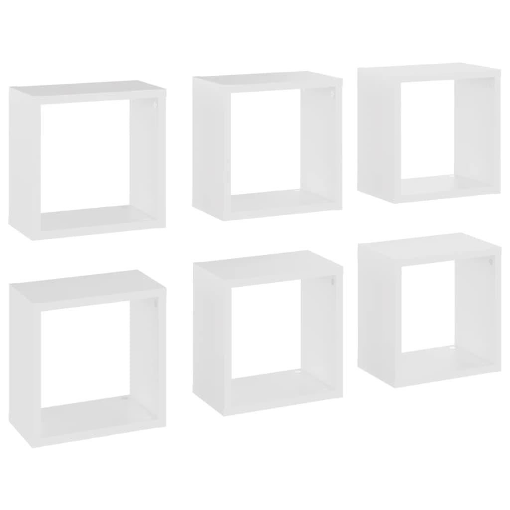 Wall Cube Shelves 6 pcs White 26x15x26 cm