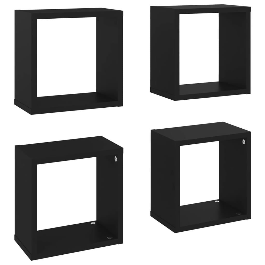 Wall Cube Shelves 4 pcs Black 26x15x26 cm