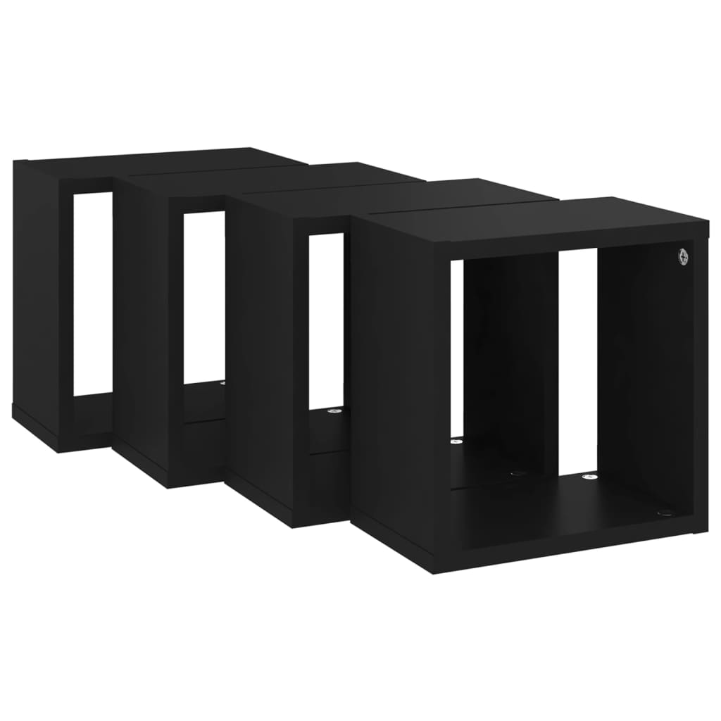 Wall Cube Shelves 4 pcs Black 26x15x26 cm