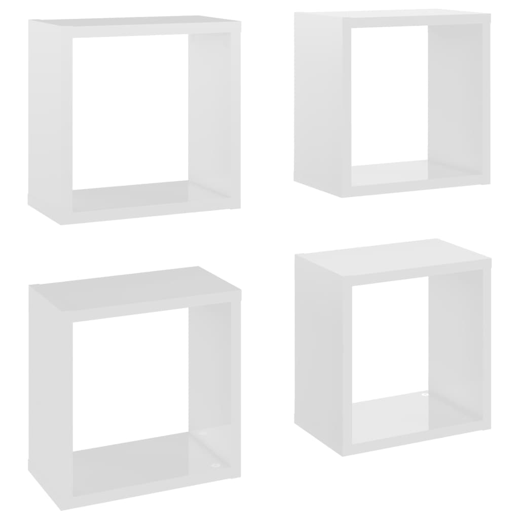 Wall Cube Shelves 4 pcs High Gloss White 26x15x26 cm