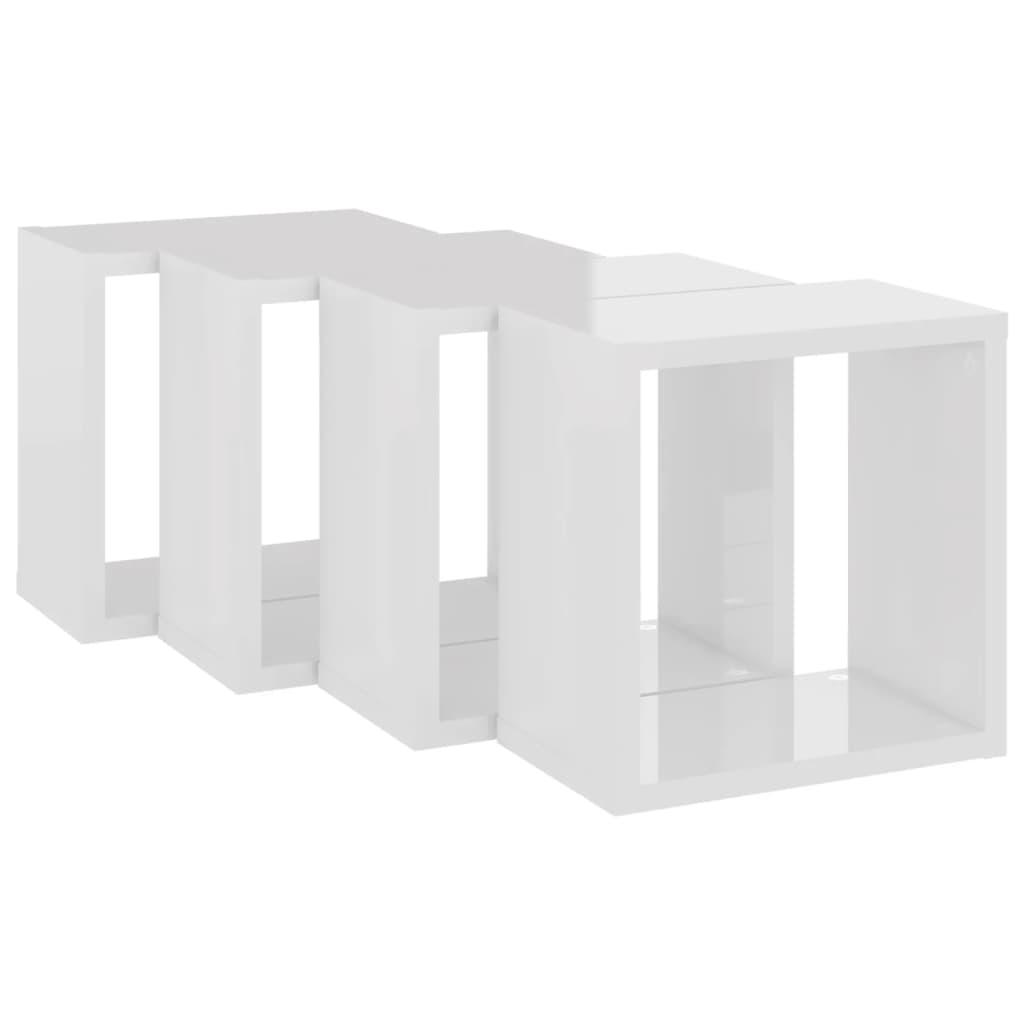 Wall Cube Shelves 4 pcs High Gloss White 26x15x26 cm