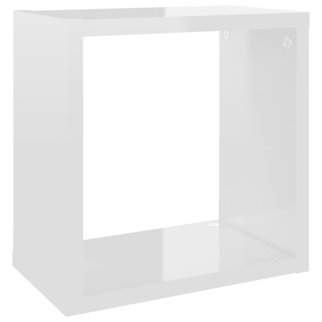 Wall Cube Shelves 4 pcs High Gloss White 26x15x26 cm