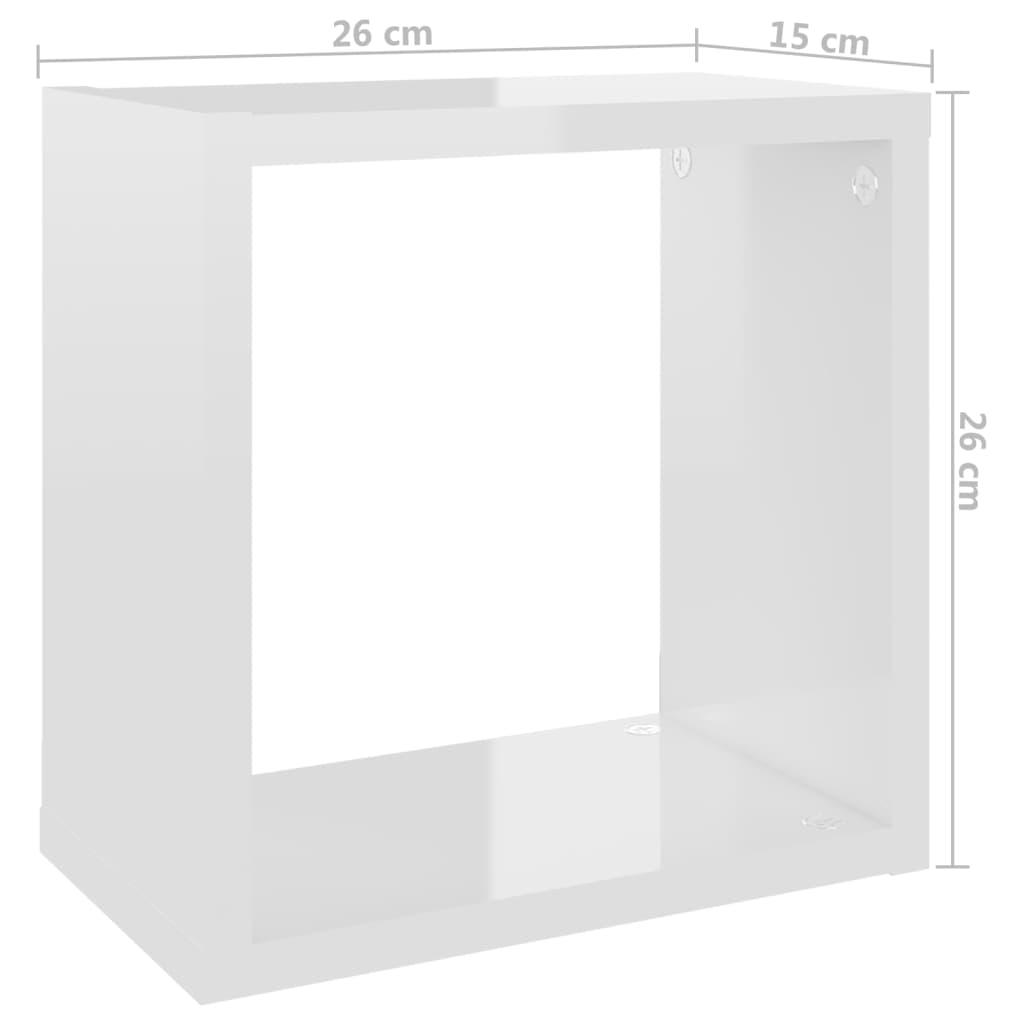 Wall Cube Shelves 4 pcs High Gloss White 26x15x26 cm