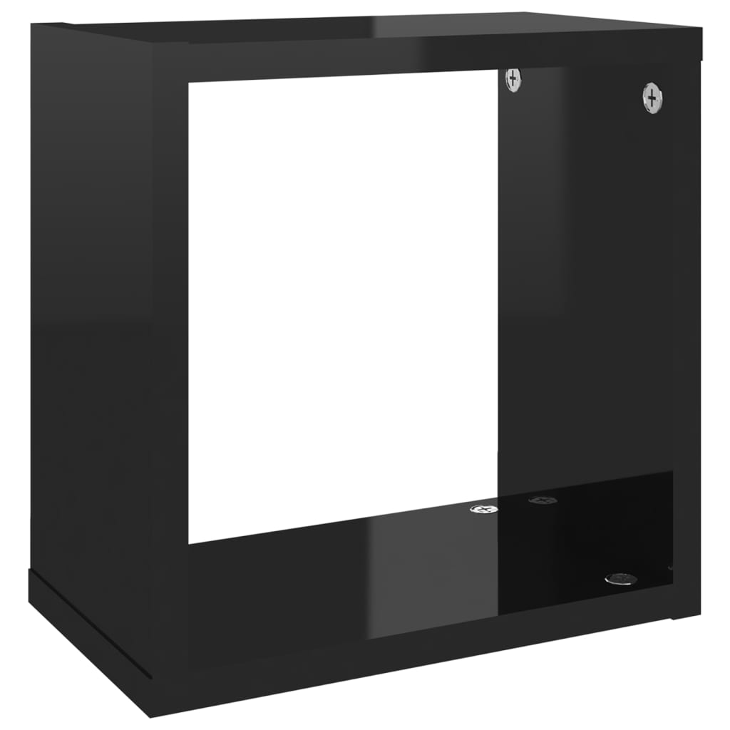 Wall Cube Shelves 4 pcs High Gloss Black 26x15x26 cm