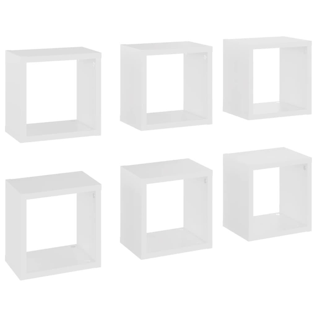 Wall Cube Shelves 6 pcs White 22x15x22 cm