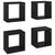 Wall Cube Shelves 4 pcs Black 22x15x22 cm