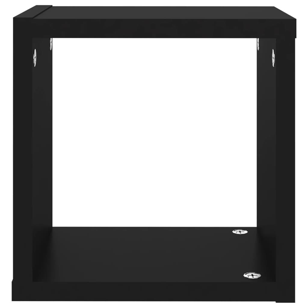Wall Cube Shelves 4 pcs Black 22x15x22 cm