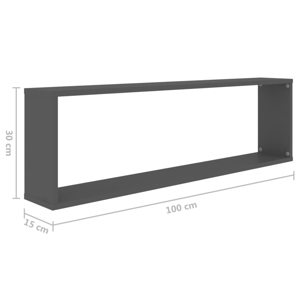 Wall Cube Shelves 6 pcs Grey 100x15x30 cm Engineered Wood