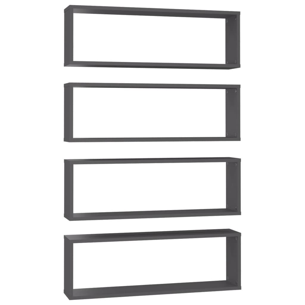 Wall Cube Shelves 4 pcs Grey 80x15x26.5 cm Engineered Wood