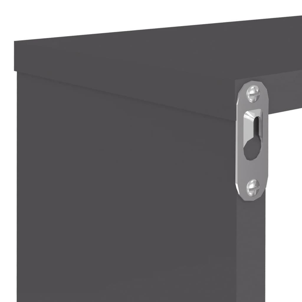 Wall Cube Shelves 4 pcs High Gloss Grey 80x15x26.5 cm Engineered Wood
