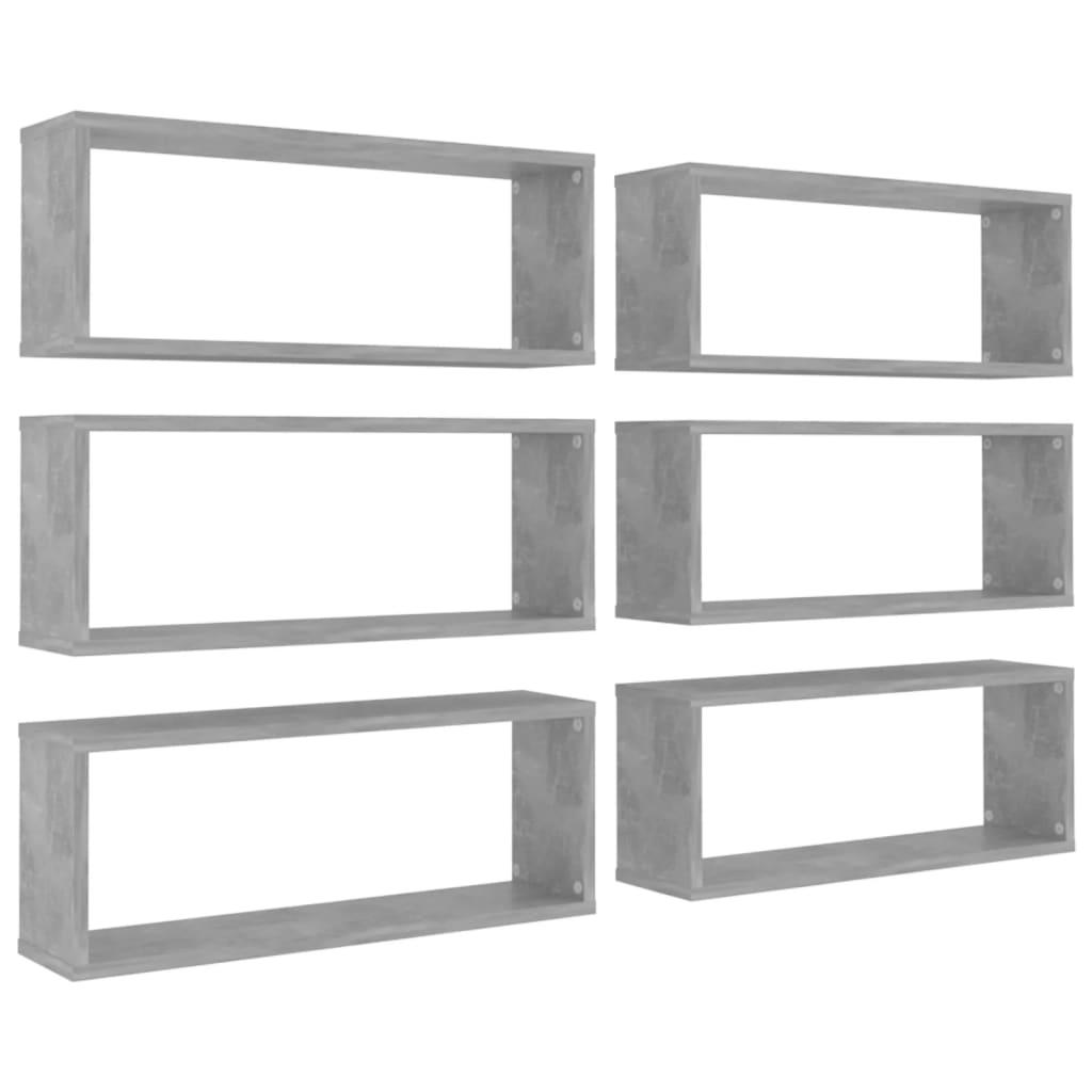 Wall Cube Shelves 6 pcs Concrete Grey 60x15x23 cm Engineered Wood