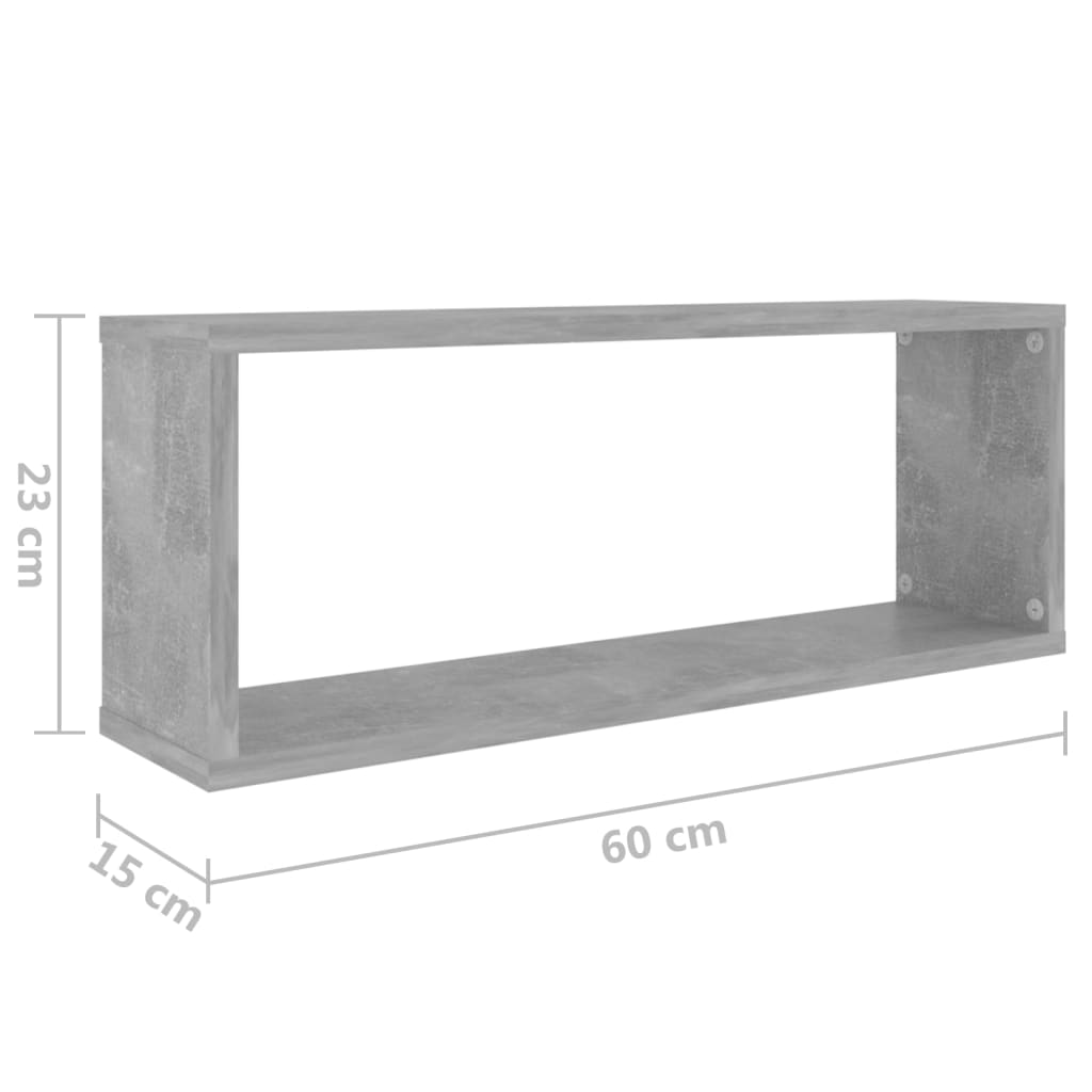Wall Cube Shelves 6 pcs Concrete Grey 60x15x23 cm Engineered Wood