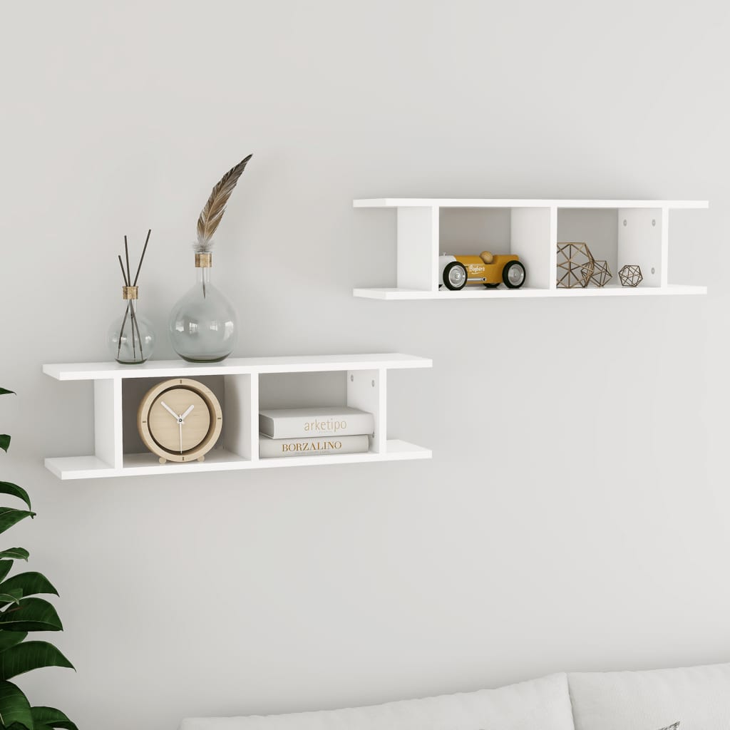 Wall Shelves 2 pcs White 75x18x20 cm Engineered Wood