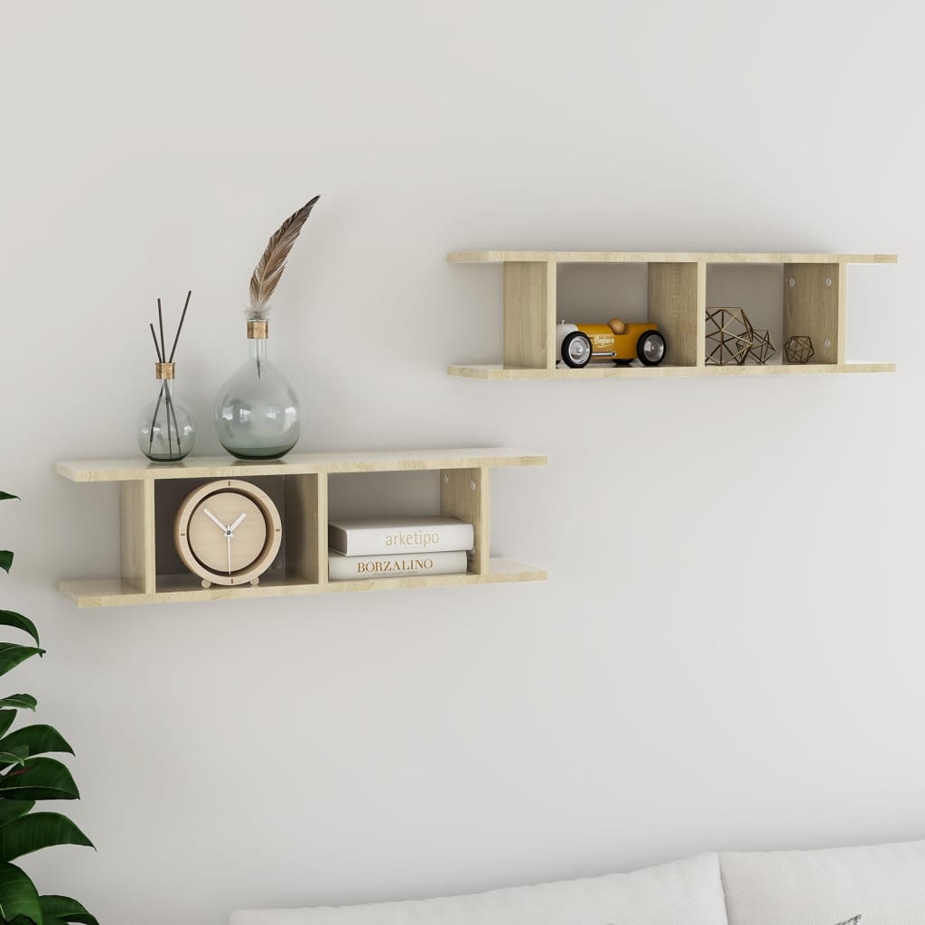 Wall Shelves 2 pcs Sonoma Oak 78x18x20 cm Engineered Wood