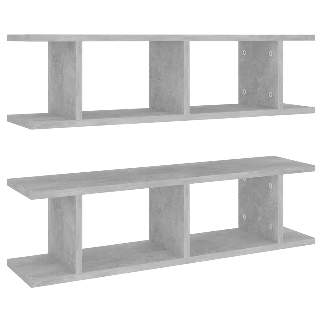 Wall Shelves 2 pcs Concrete Grey 78x18x20 cm Engineered Wood