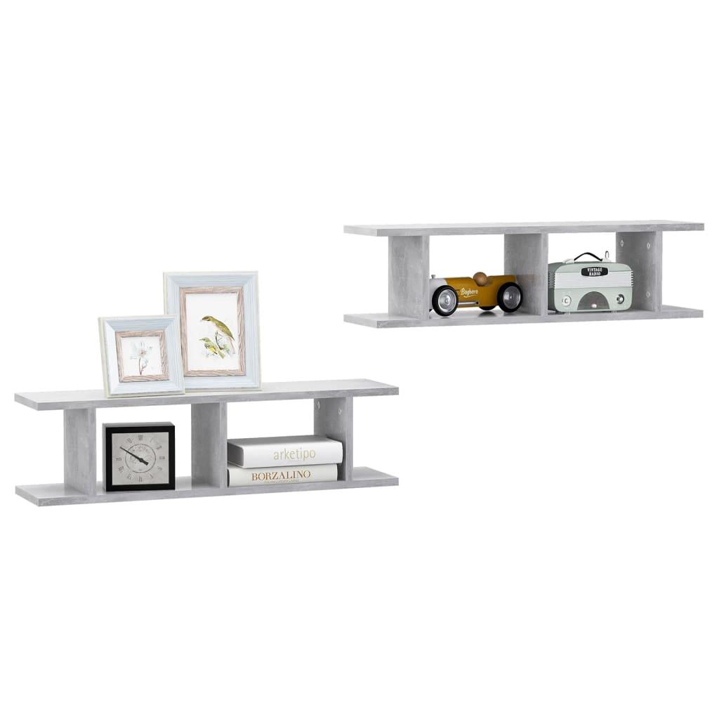 Wall Shelves 2 pcs Concrete Grey 78x18x20 cm Engineered Wood