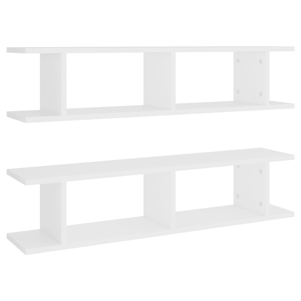 Wall Shelves 2 pcs White 90x18x20 cm Engineered Wood