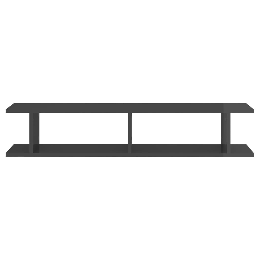 Wall Shelves 2 pcs High Gloss Grey 105x18x20cm Engineered Wood