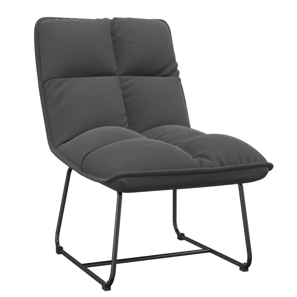 Leisure Chair with Metal Frame Dark Grey Velvet