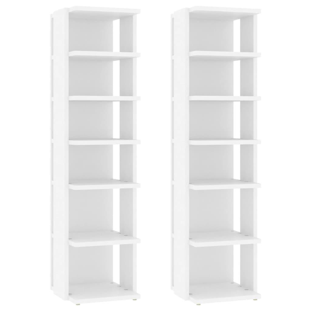 Shoe Cabinets 2 pcs White 27.5x27x102 cm Engineered Wood