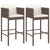 Bar Stools 2 pcs with Cushions Brown Poly Rattan