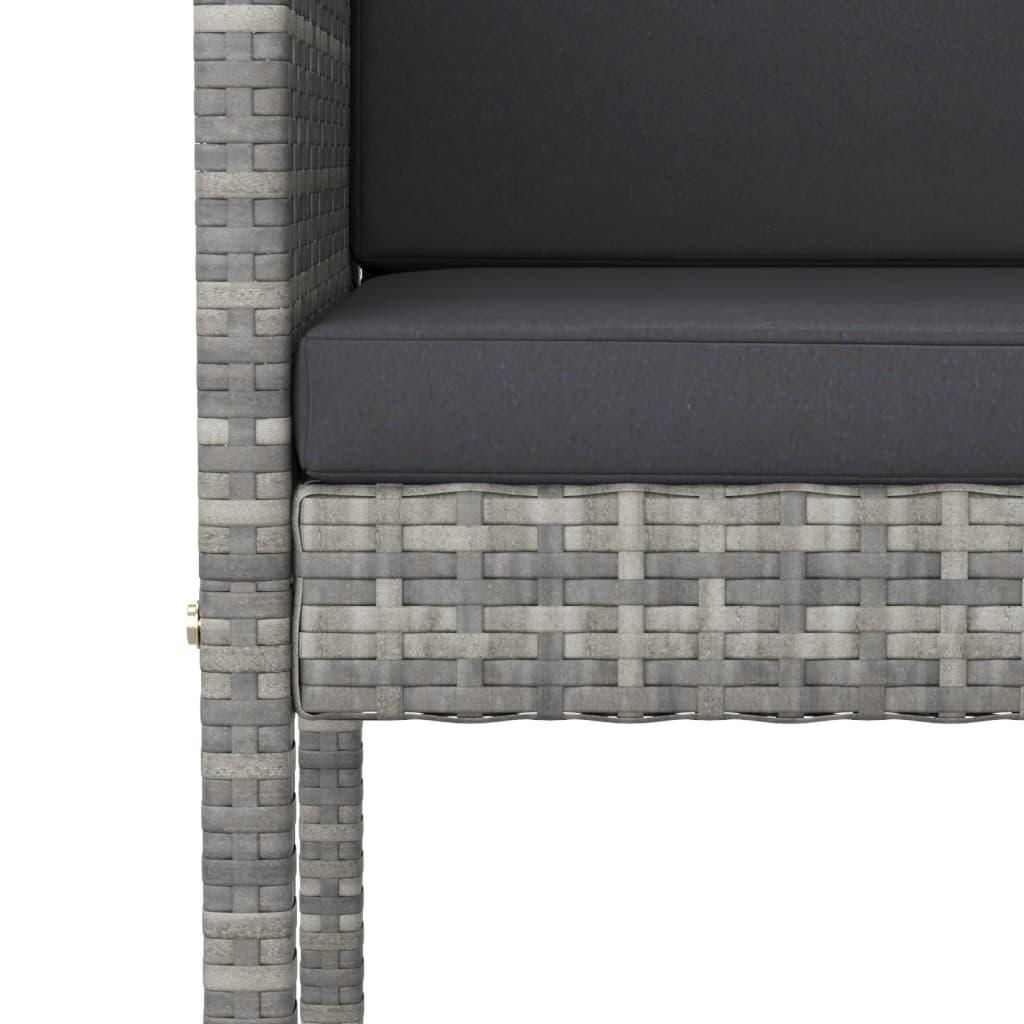 Bar Stools 2 pcs with Cushions Grey Poly Rattan